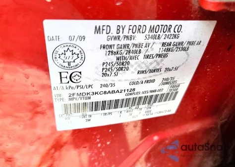 2010 Ford Edge Limited from USA, damaged, VIN 2FMDK3KC8ABA21128